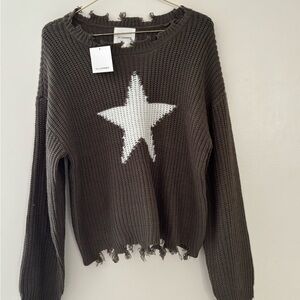 Macy's Brown Sweater with White Star